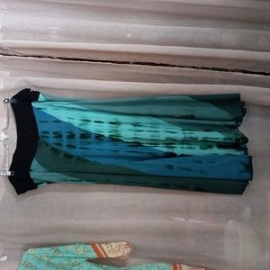 Kathmandu Black and Teal A-Line Skirt